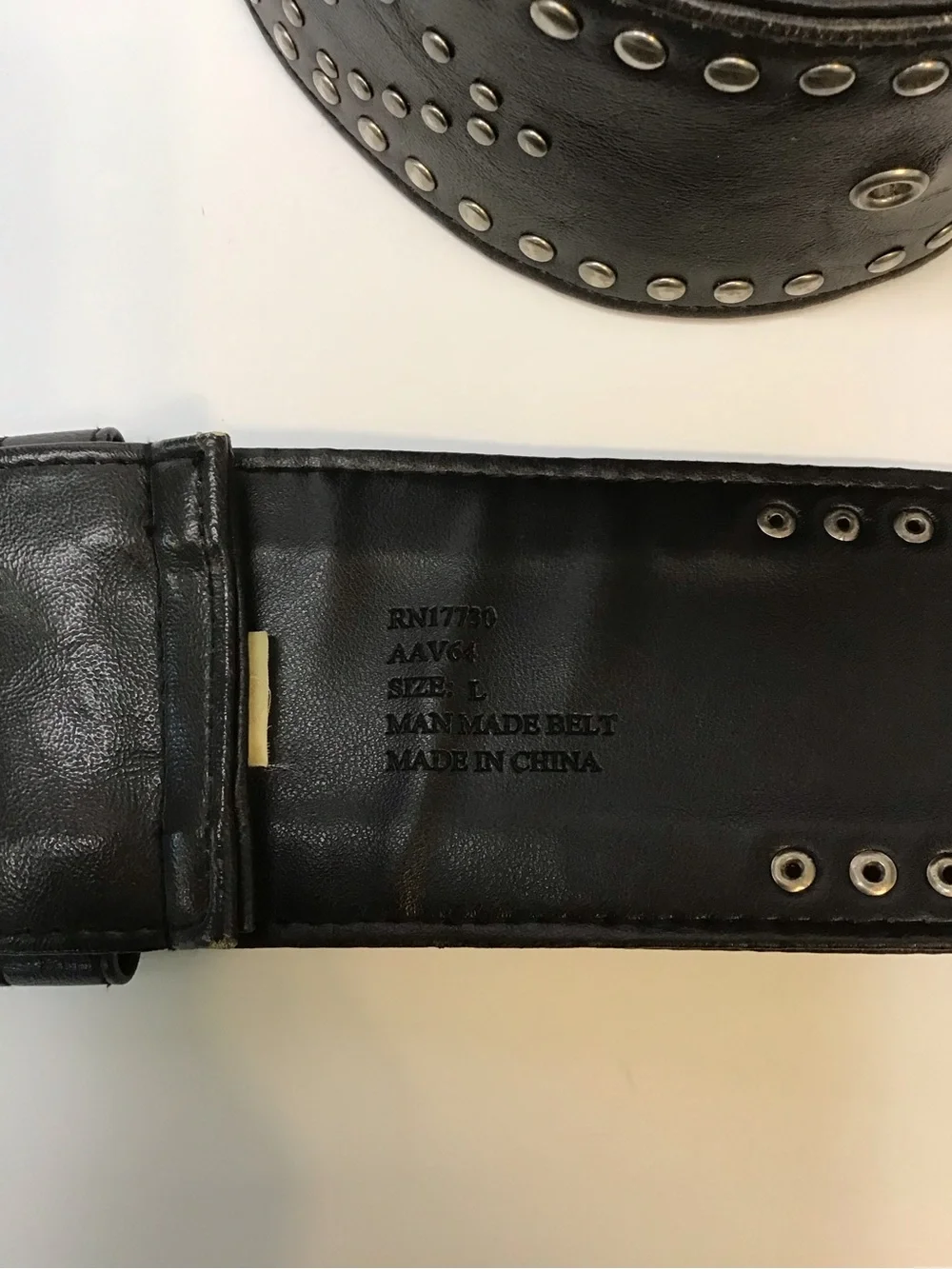 Boho Women's Black Studded Faux Leather 3 Inch Wide Belt with Silver Buckle L